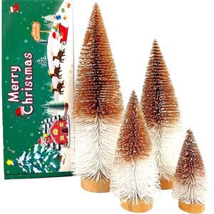 Micoogatee Tabletop Christmas Trees Bronze and White Set of Four Holiday Decor